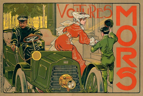 Voitures Mors White Modern Wood Framed Art Print with Double Matting by Gaudy, Georges