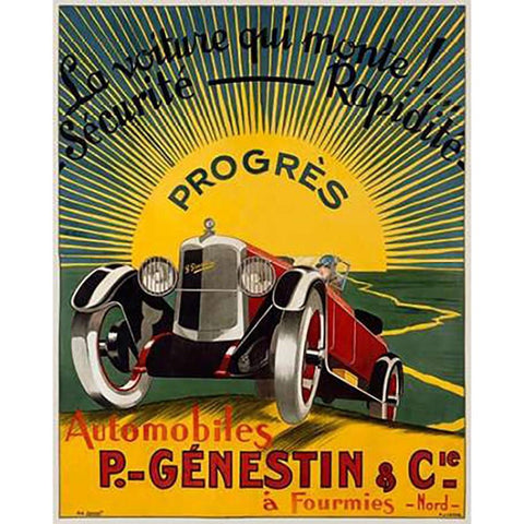 Automobiles P.-Genestin and Cie White Modern Wood Framed Art Print by Lecoq, H. J