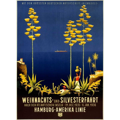 Hamburg-Amerika Linie White Modern Wood Framed Art Print by Anton, Ottomar