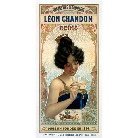 Leon Chandon Gold Ornate Wood Framed Art Print with Double Matting by Unknown