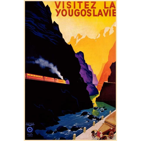 Visit Yugoslavia Black Modern Wood Framed Art Print by Unknown