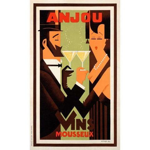 Anjou Vins Black Modern Wood Framed Art Print with Double Matting by Amoro, H.