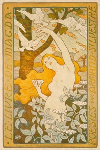 Le Livre de Magda White Modern Wood Framed Art Print with Double Matting by Berthon, Paul