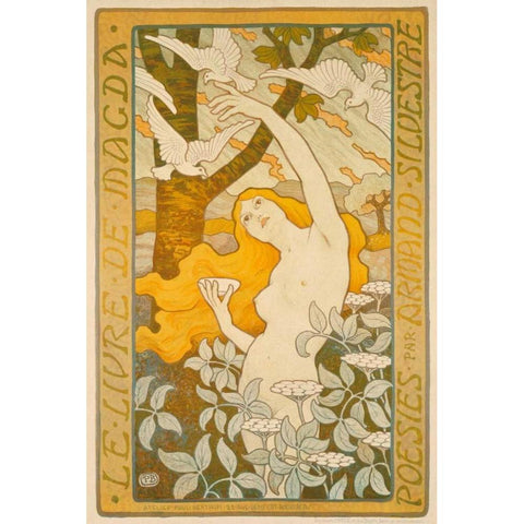 Le Livre de Magda Gold Ornate Wood Framed Art Print with Double Matting by Berthon, Paul