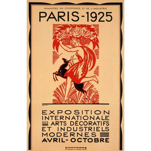 Paris-1925 Black Modern Wood Framed Art Print with Double Matting by Bonfils, Robert