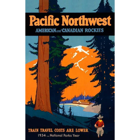 Pacific Northwest Black Modern Wood Framed Art Print by Bryn, Oscar M.