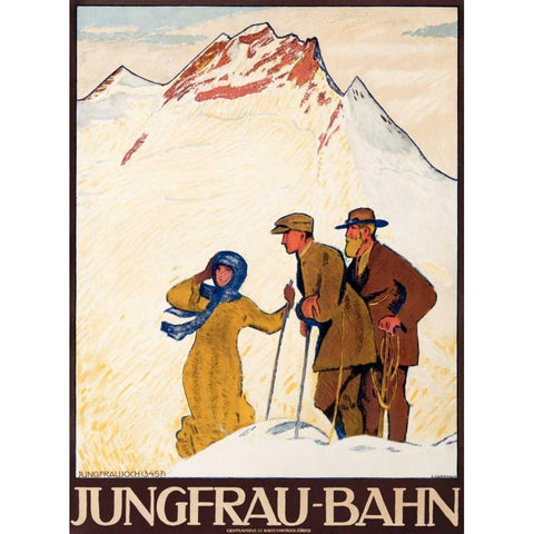 Jungfrau-Bahn White Modern Wood Framed Art Print by Cardinaux, Emil