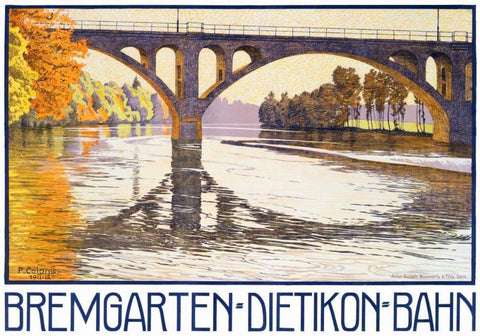 Bremgarten-Dietikon-Bahn White Modern Wood Framed Art Print with Double Matting by Colombi, Plinio