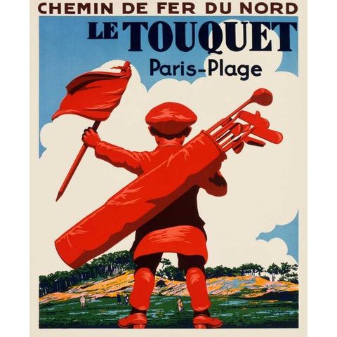 Le Touquet Paris-Plage Black Modern Wood Framed Art Print with Double Matting by Courchinoux, Edouard