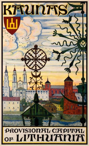 Kaunas/Lithuania Black Ornate Wood Framed Art Print with Double Matting by Dobuzhinsky, Mstilav