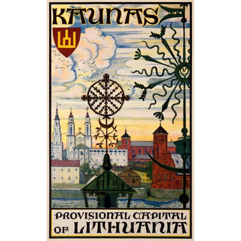 Kaunas/Lithuania White Modern Wood Framed Art Print by Dobuzhinsky, Mstilav