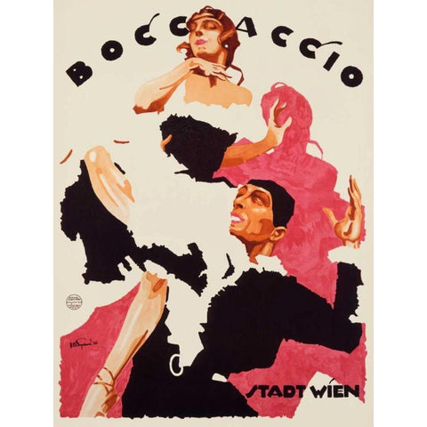 Boccaccio Black Modern Wood Framed Art Print with Double Matting by Engelhard, Julius Ussy