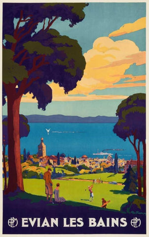 Evian les Bains White Modern Wood Framed Art Print with Double Matting by Francois, Geo