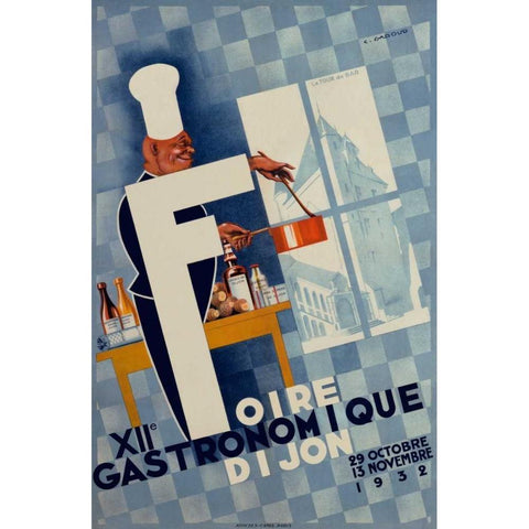 XIIe Foire Gastronomique/Dijon White Modern Wood Framed Art Print by Gadoud, C.