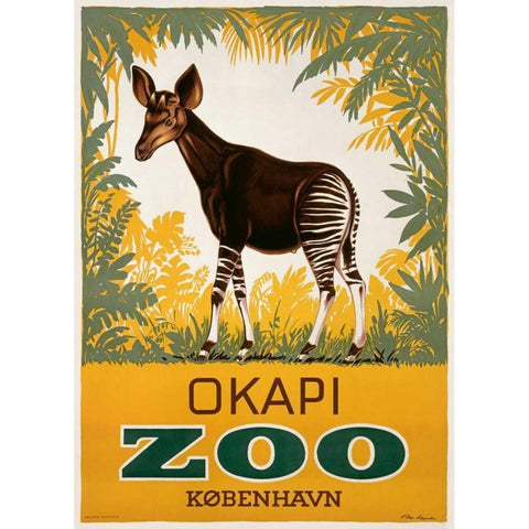 KÃ¸benhavn Zoo/Okapi Gold Ornate Wood Framed Art Print with Double Matting by Lippert, Aage