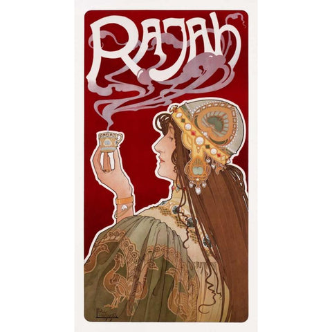 Rajah White Modern Wood Framed Art Print by Livemont, Privat