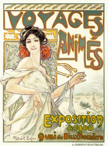 Voyages Animes White Modern Wood Framed Art Print with Double Matting by Salles, Robert