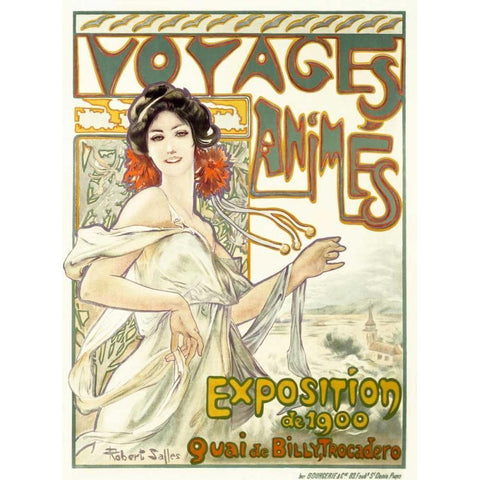 Voyages Animes Black Modern Wood Framed Art Print with Double Matting by Salles, Robert
