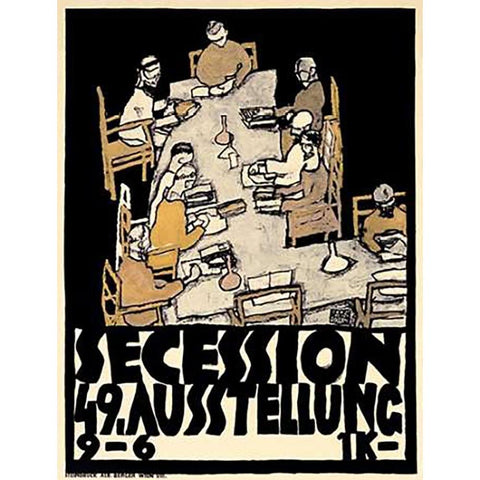 Secession/49. Kunstausstellung Gold Ornate Wood Framed Art Print with Double Matting by Schiele, Egon