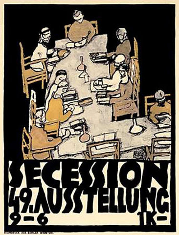 Secession/49. Kunstausstellung White Modern Wood Framed Art Print with Double Matting by Schiele, Egon