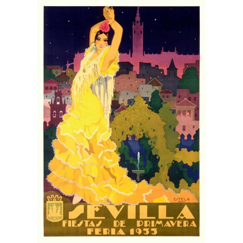 Sevilla/Fiestas de Primavera Gold Ornate Wood Framed Art Print with Double Matting by Estela-Anto, Enrique