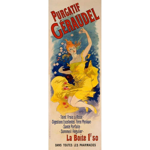 Purgatif Geraudel Gold Ornate Wood Framed Art Print with Double Matting by Cheret, Jules