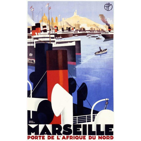 Marseille/Porte de lAfrique Black Modern Wood Framed Art Print with Double Matting by Broders, Roger