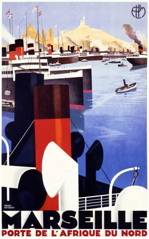 Marseille/Porte de lAfrique White Modern Wood Framed Art Print with Double Matting by Broders, Roger