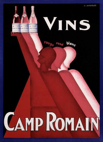 Vins Camp Romain White Modern Wood Framed Art Print with Double Matting by Gadoud, C.