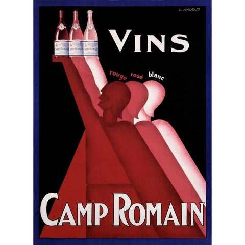 Vins Camp Romain Black Modern Wood Framed Art Print with Double Matting by Gadoud, C.