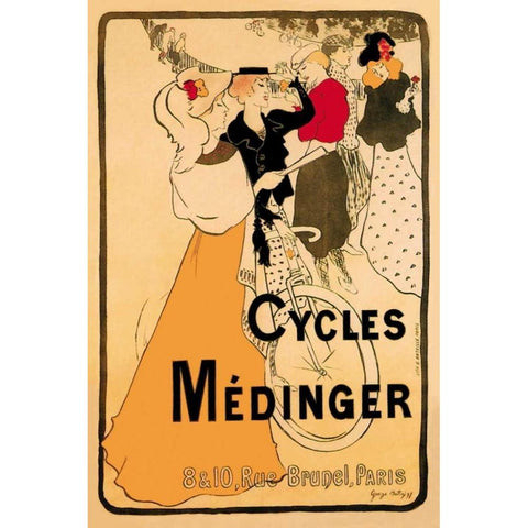 Cycles Medinger, 1897 Black Modern Wood Framed Art Print by Bottini, Georges-Alfred