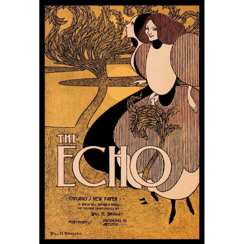 The Echo, 1895 Black Modern Wood Framed Art Print with Double Matting by Bradley, William H.