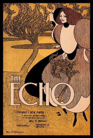The Echo, 1895 White Modern Wood Framed Art Print with Double Matting by Bradley, William H.