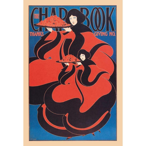 The Chap Book: Thanksgiving, 1895 Black Modern Wood Framed Art Print by Bradley, William H.