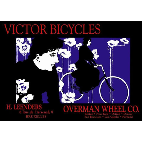 Victor Bicycles: Overman Wheel Company, 1896 White Modern Wood Framed Art Print by Bradley, William H.