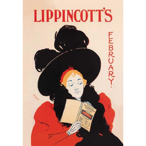 Lippincotts, February 1895, 1895 White Modern Wood Framed Art Print by Carqueville, William L.