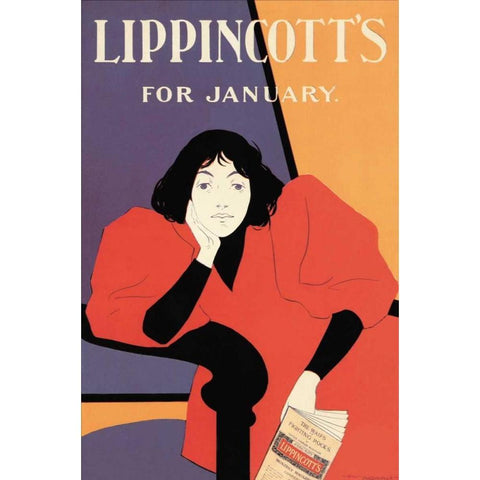 Lippincotts for January 1895, 1895 Gold Ornate Wood Framed Art Print with Double Matting by Carqueville, William L.