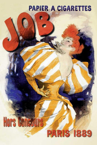 Job, 1889 White Modern Wood Framed Art Print with Double Matting by Cheret, Jules