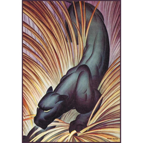 Stalking Panther, 1934 White Modern Wood Framed Art Print by Felton, Major