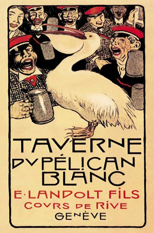 Taverne du Pelican Blanc, 1893 Black Ornate Wood Framed Art Print with Double Matting by Forestier, Henry-Claudius