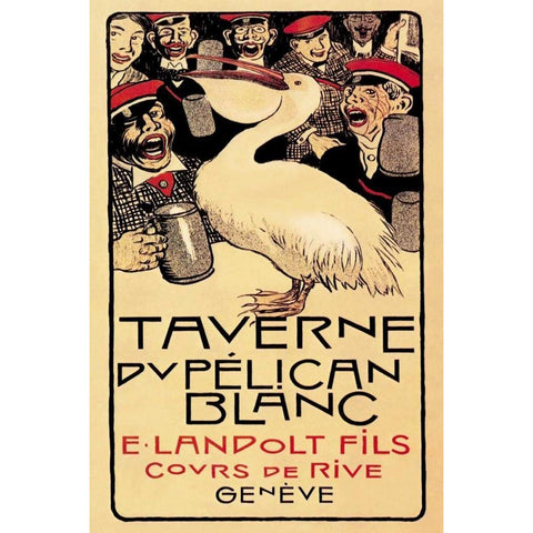 Taverne du Pelican Blanc, 1893 White Modern Wood Framed Art Print by Forestier, Henry-Claudius