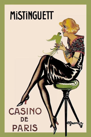 Mistinguett - Casino de Paris, 1922 Black Ornate Wood Framed Art Print with Double Matting by Gesmar, Charles