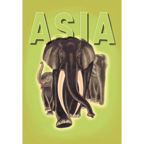 Indian Elephants, 1934 Black Modern Wood Framed Art Print with Double Matting by Harrer, Robert