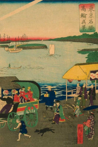 Famous places in Tokyo: real view of Takanawa (Tokyo meisho Takanawa no shinkei) #3, 1870 Black Ornate Wood Framed Art Print with Double Matting by Hiroshige, Utagawa