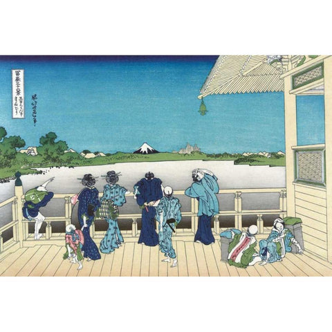 Sazai Hall - 500 Rakanji Temple, 1830 Black Modern Wood Framed Art Print by Hokusai