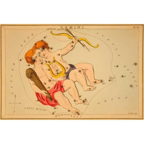 Gemini, 1825 Gold Ornate Wood Framed Art Print with Double Matting by Aspin, Jehoshaphat