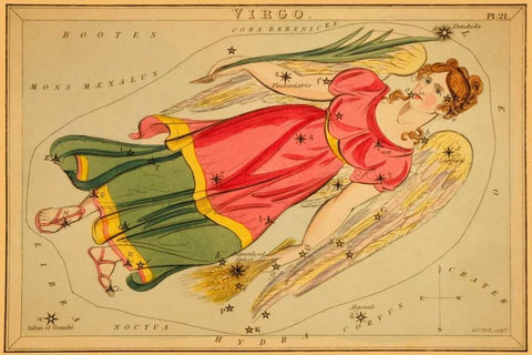 Virgo, 1825 White Modern Wood Framed Art Print with Double Matting by Aspin, Jehoshaphat