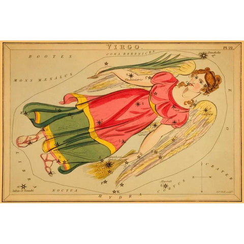 Virgo, 1825 Gold Ornate Wood Framed Art Print with Double Matting by Aspin, Jehoshaphat