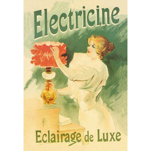 Electricine, Luxury Lighting, 1895 Gold Ornate Wood Framed Art Print with Double Matting by Lefevre, Lucien