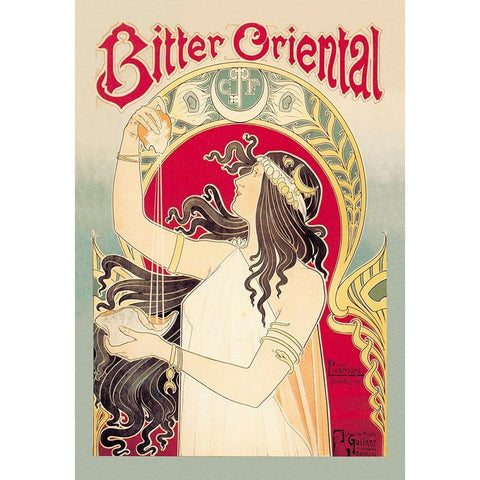 Bitter Oriental Gold Ornate Wood Framed Art Print with Double Matting by Livemont, Privat